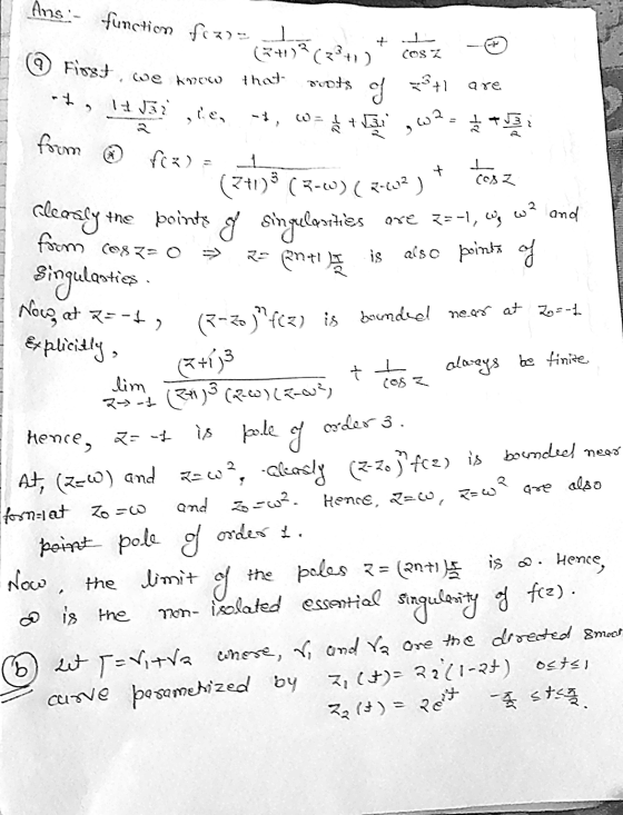 Ans i function frane --- dd COS Z (3+1)?(3371) that roots are 3+1 rts of ,W2 f(x) = + tesz First, we know = from (z+1)= (3-2)