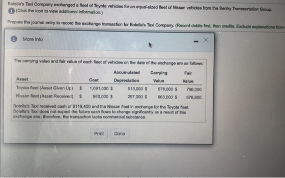 Botellas Taxi Company exchanged a fleet of Toyota vehicles for an equal-sized fleet of Nissan vehicles from the Sentry Trans
