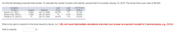 You find the following corporate bond quotes. To calculate the number of years until maturity, assume that it is currently Ja