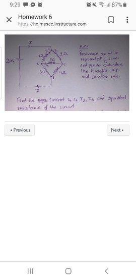 9:29 鼏峠令. .al 87%. x Homework 6 https: /holmescc.instructure.com represente,p t改se, 50 and junckien rule Cuyren cirui Previou