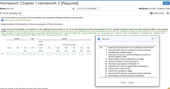 Save Homework: Chapter 1 Homework 2 [Required] Score: 0 of 1 pt 13 of 13 (12 complete) P1-41A (similar to) > HW Score: 79.73%
