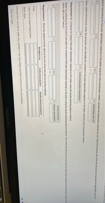 Before calculating the first year depreciation expense on the plane using the units of production method, cal the direction a