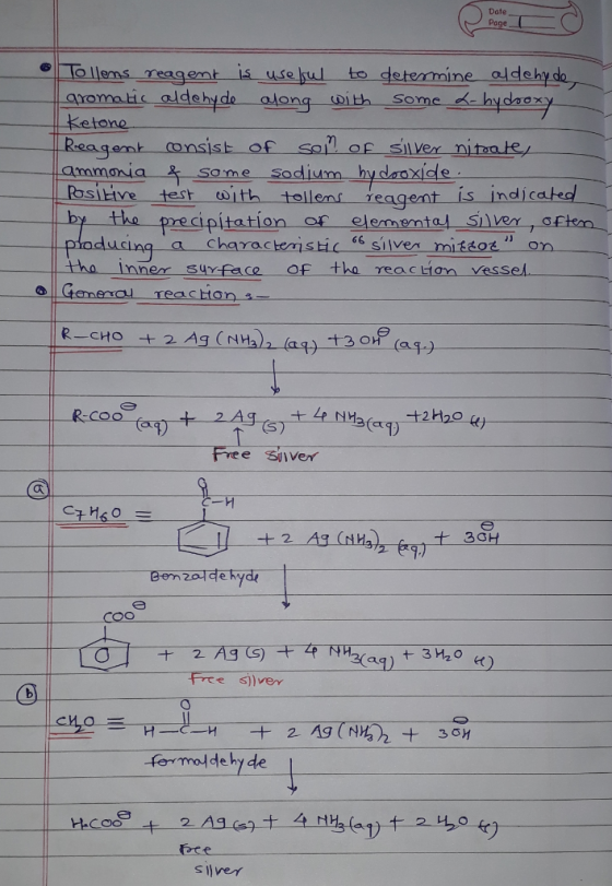 Tollens reagent is useful to determine aldehyde, aroma Hic aldehyde along with some <- by dooxy Ketone Reagent consist of soi
