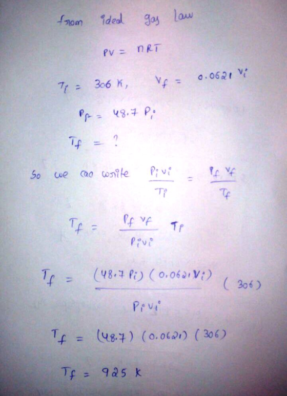 -Gon ideal gas low Tr Tf 306) PrVi Tf (u84 ) (o.oco) (306) = Tf = 9a5k