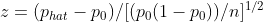 (Phat Po)/po(1 - po))/n1/2