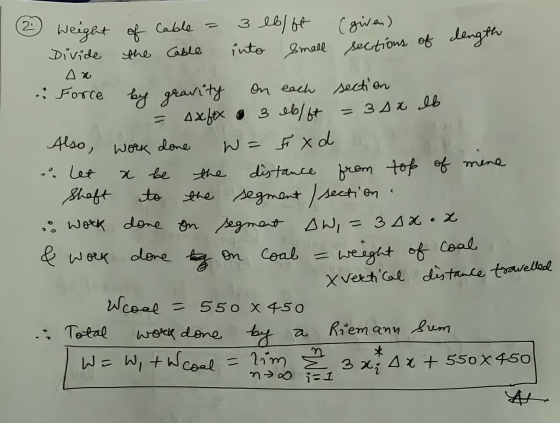 2 weight of cable = 3 lblft (given) into smell sections of length Divide the Cable = 3x lb Also, < : Force by gravity On each
