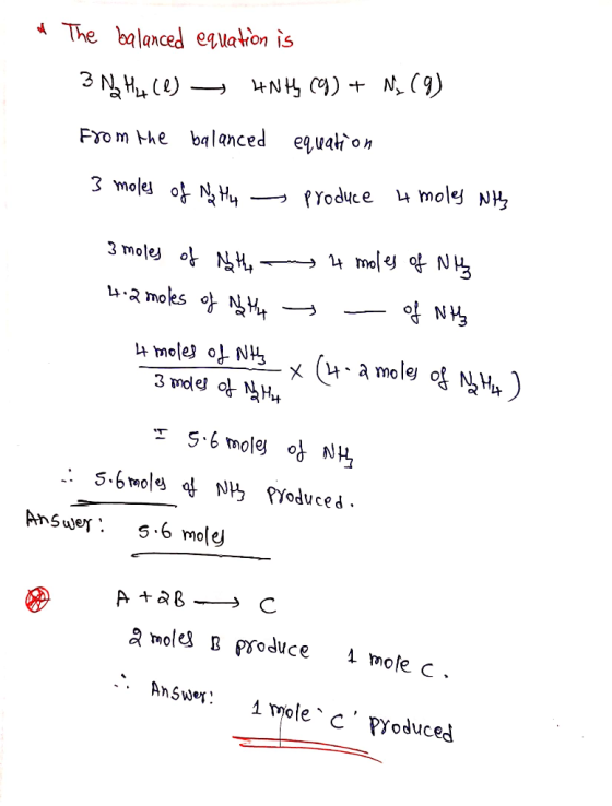 * The balanced equation is 3 Na Mu (1) - ANH (9) + N₂ (9) From the balanced equation 3 moles of Naty produce 4 moles with 3 m