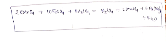 2 KMnO4 + 10 FeSO4 + 8Hys (8y = KS04 + 2M7304 +5 10) (1043 +811,0