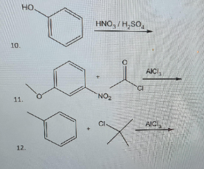 HO HNOTH.S04 10. AICI CI 11. NO2 CI AICI 12.