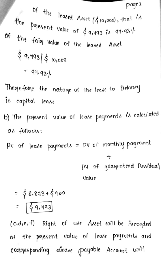 1 of page2 the leased Asset ($10,000). 00), that is ne polesent Value of $9.493 is 94.93.1 of the faigh value of the leased A