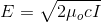 E = \sqrt{2 \mu_o c I}