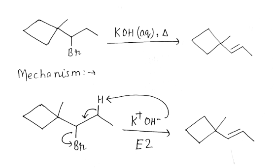 К кон оюла, сх. КОН (aq), Д Вт Mechanism: Н GBr E2