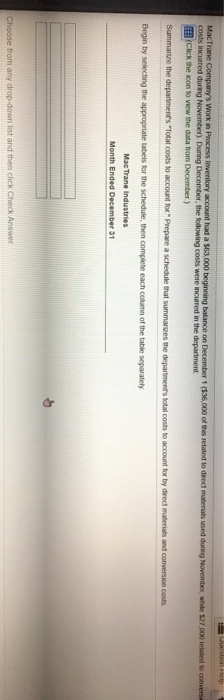 Mac Trane Companys Work in Process Inventory account had a $63.000 beginning balance on December 1 (536.000 of this related
