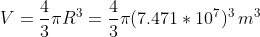 V =TR3 3 3 (7.471 107)3 m2