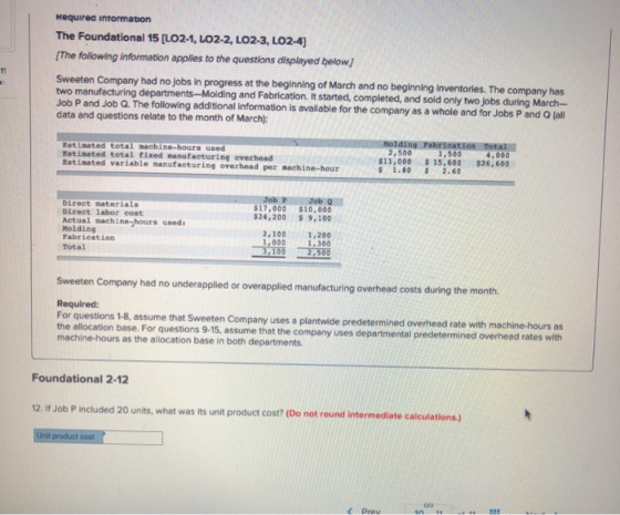 Required information The Foundational 15 (LO2-1, LO2-2, LO2-3, LO2-4) The following information applies to the questions disp