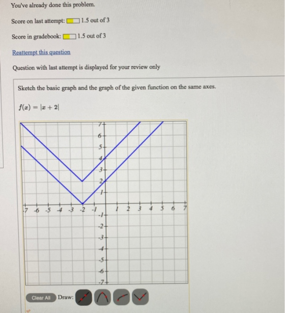 Youve already done this problem. Score on last attempt: 1.5 out of 3 Score in gradebook: 1.5 out of 3 Reattempt this questio