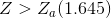Z>Z_a(1.645)