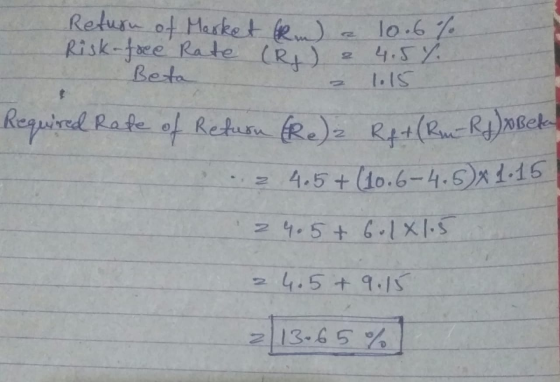 Return of Market Gede 10.6% Risk-free Rate (R ) a 4.5%. Beta Required Rate of Return (Re) 2 Ret (Rm Rd) o Bek ... 4.5+ (10.6-