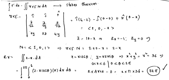 F-do- Sox fonda stokes theorem < K oxfi: . 1(4-2) -3 (0-0) + 10 - 2) cell a re ay ze (2,0,-*> 27 2-X ay 4Y Za 10-2 → Zx=-1; Z