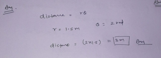 distance = ro a=zrad r= l.sm disteno = (2x115) = 13m aug