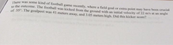 There was some kind of football game recently, where a field goal or extra point may have been crucial to the outcome. The fo