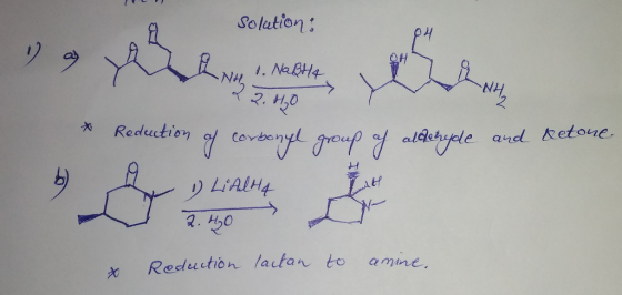 & Solution: Seletion : pour 1. Nabu 22.40 * Reduction of corbonyl groe aldehyde and Betone. y 1 Litlhe zile » Reduction facta