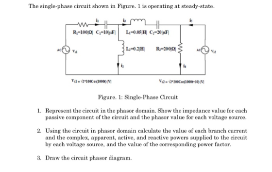 The single-phase circuit shown in Figure. 1 is operating at steady-state. R;=1000 G=10F L=0.05 H C = 2001F1 ZL.+0.2H R=2002}