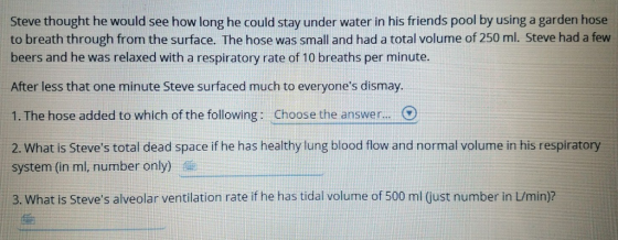 Steve thought he would see how long he could stay under water in his friends pool by using a garden hose to breath through fr