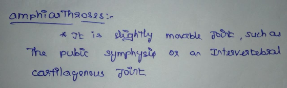 amphiarthrosesi * It is slightly movable The pubic symphysię of an cartilagenous Joint Joint such as Intervertebral