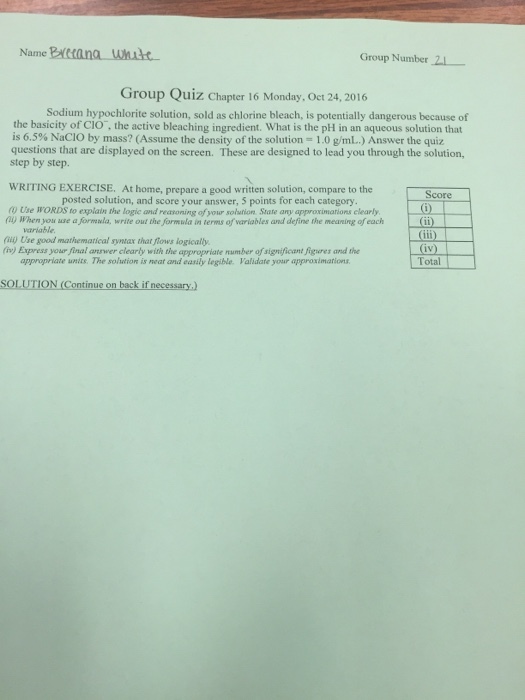 Group Number Sodium hypochlorite solution, sold us