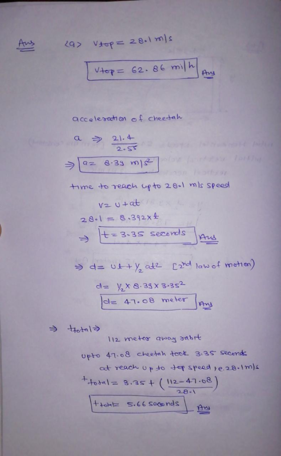 Aws accelercchon of cheetah CL 2.SS Aus e.33 x 3.3s2- d 41.oe meter 112 me teas qwa abrt upto 41.08 cheehah to 33s seemk at reach op to ep speed e.28-Im) 2.8.1