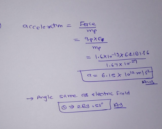 C e accele → Angle samec gelectrcfeld Anqle same as e lecanc field