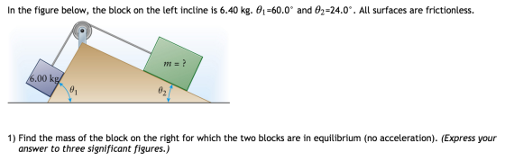 In the figure below, the block on the left incline