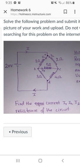 9:35 蹇鳝숙, all 86% ■ × Homework 6 https: /holmescc.instructure.com Solve the following problem and submit it picture of your w