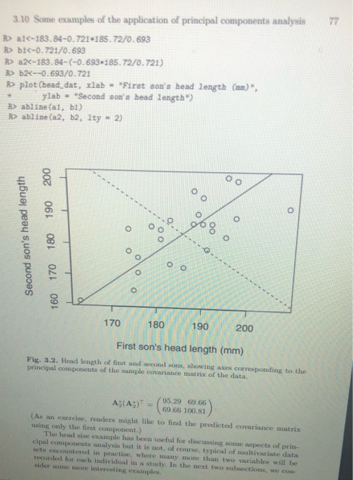 77 3.10 Some examples of the application of principal components analysis R>al<-183.84-0.721-185. 72/0.693 R> bi<-0.721/0.693