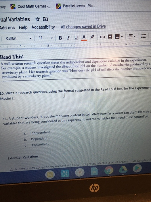 rary Cool Math Games - Parallel Levels - Pla... ntal Variables o Add-ons Help Accessibility All changes saved in Drive Calibr