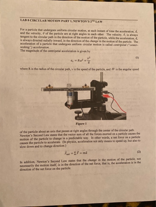 LAB & CIRCULAR MOTION PART 1, NEWTONS 2ND LAW For a particle that undergoes uniform circular motion, at each instant of time