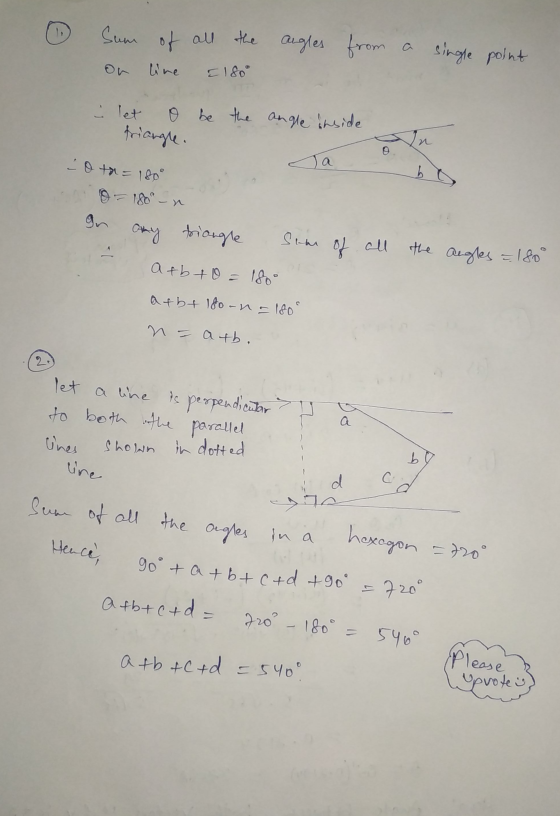 hexagon = 720° Sum of all the angles from om a single point line E180° . let triangle. be the angle inside Lotal = 180° O- 18