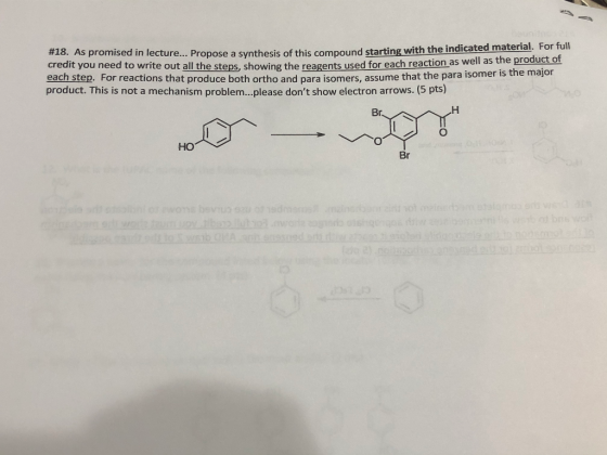 #18. As promised in lecture... Propose a synthesis of this compound starting with the ind se a synthesis of this compound sta