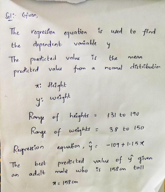 Solo Given, The regression equation is used to find the dependent variable y The predicted value is the mean predicted value