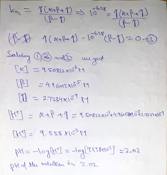 1 (A+B+1) - 10 6.28 he kag = V (A+B+1) =) -6.78 EN (A+B+V) (B-1 (B-1) (B-1)zo Salung . and get [x] = 9.50822x103M [B] =4.9601