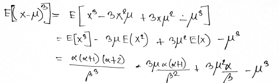 F{X_M)]= [x®= 65°W + 3xque -. Mos] = E[x]- 3u E(X2) + Blee(x) – juee = alet) lutz) Gualatt) + s permet - us $3