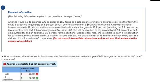Required information [The following information applies to the questions displayed below.] Amanda would like to organize BAL