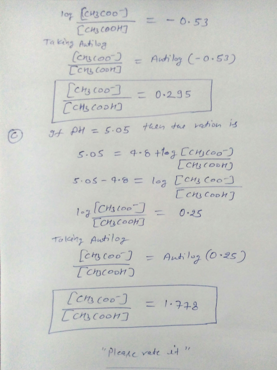 log (CH3cool 2 - б. 53 Ссиз соон] Taking Antilog (ons too ) - Push lon (-0.53) Гcni Coorj Гch Cool - 0.2 95 Ссну соонд If pH