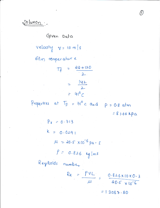 olution . Ven [ Data velocity V fil emper atu 1y2 at Tp=alo caud P=0.8 atm 8106 kPa k 0.029 0.826 qm3 Reyholds numbe = 1 208 .80