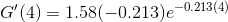 G'(4)=1.58(-0.213)e^{-0.213(4)}