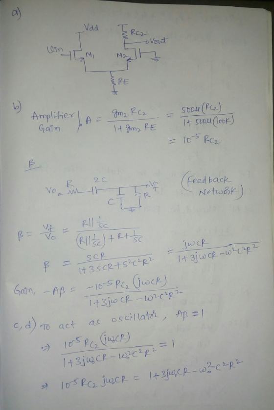 Vad Rc2 oVout Mi Mo PE レ Gain feed back Vo SC SC SCP c/ d) To oscillat. act as