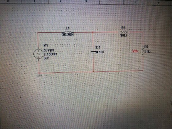 L1 R1 M 100 20:20H V1 50Vpk 0.159Hz 309 + C1 =0.10F R2 5TQ Vth