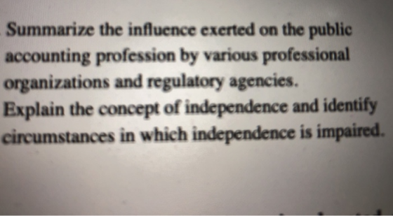 Summarize the influence exerted on the public accounting profession by various professional organizations and regulatory agen
