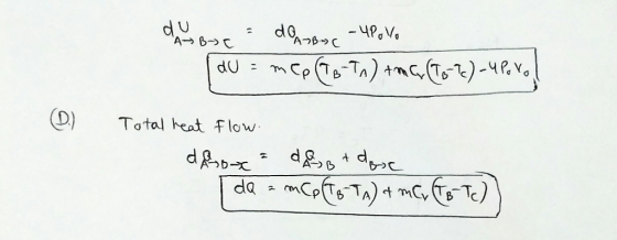 d u A→ B→ C D) Total heat lovw